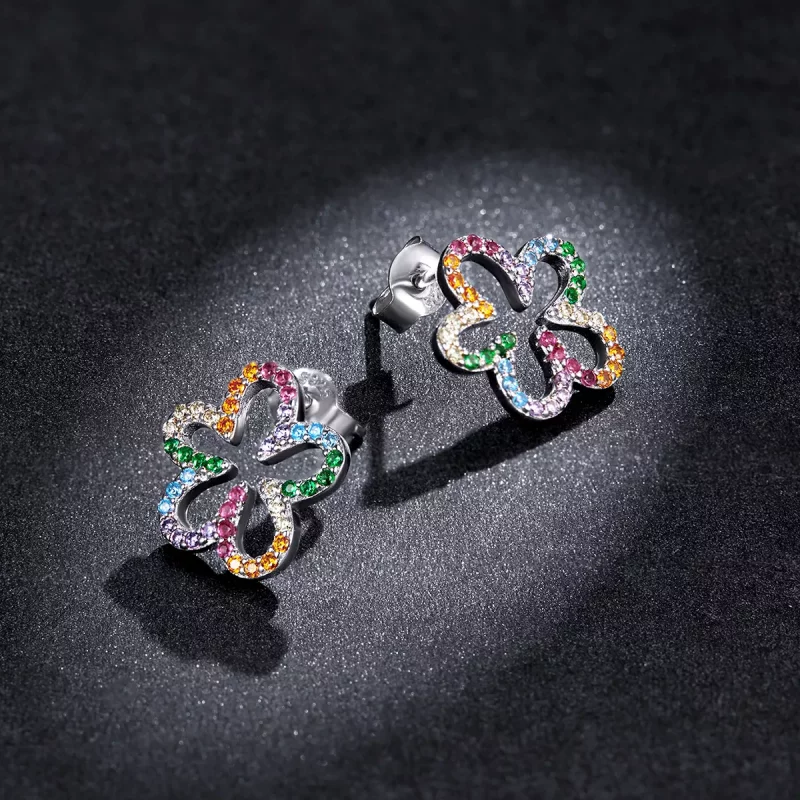 (afbeelding voor) Pandora Style Zevenkleurige bloemen Oorknopjes - BSE487 - Bekijken 5