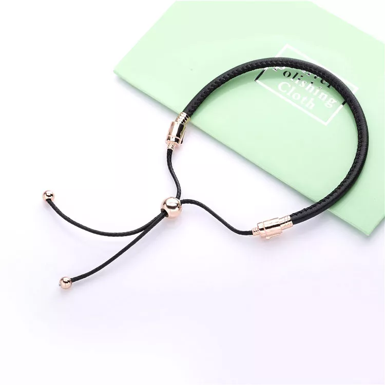 (afbeelding voor) Pandora Moments Sliding Leather Armband, Zwart - 588059Cbk - Bekijken 2