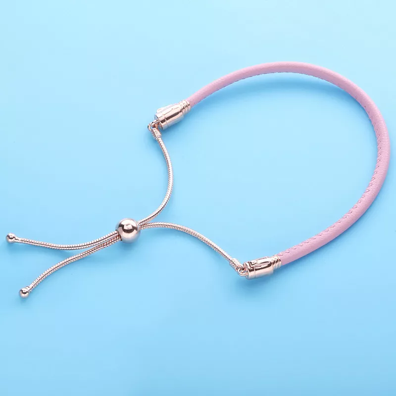 (afbeelding voor) Pandora Moments Pink Leather Slider Bracelet - 589002C01 - Bekijken 2