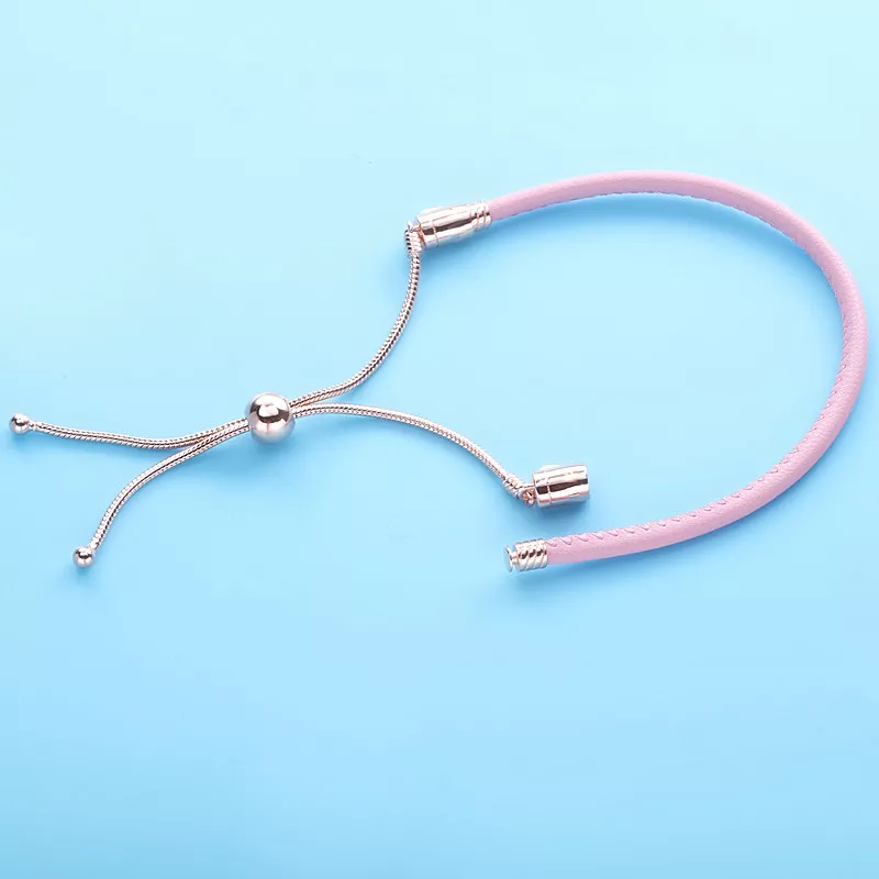 (afbeelding voor) Pandora Moments Pink Leather Slider Bracelet - 589002C01 - Bekijken 3