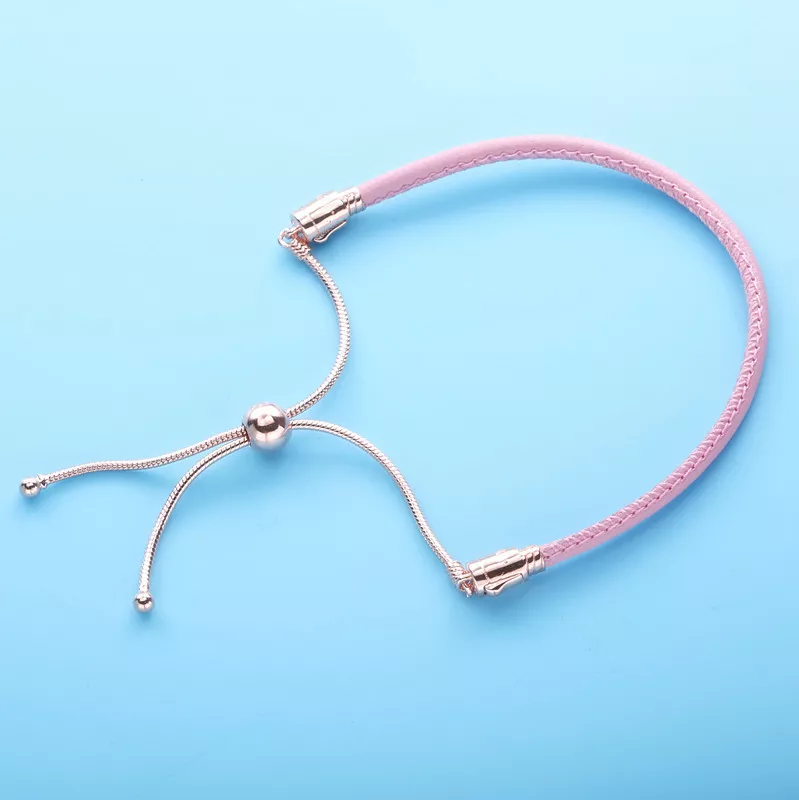 (afbeelding voor) Pandora Moments Pink Leather Slider Bracelet - 589002C01 - Bekijken 4