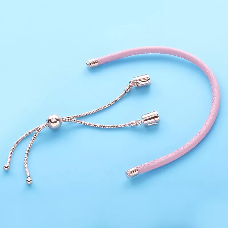 (afbeelding voor) Pandora Moments Pink Leather Slider Bracelet - 589002C01 - Bekijken 5