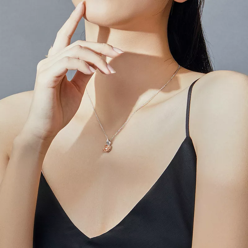 (afbeelding voor) Pandora Style Tweekleurige roos Chain Ketting - BSN155 - Bekijken 3