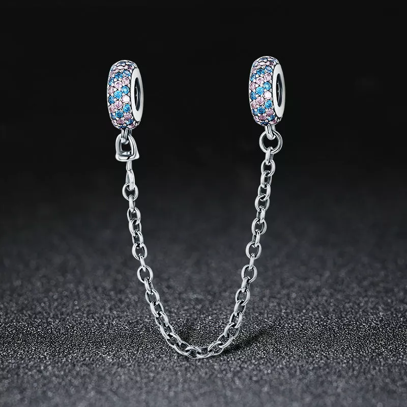 (afbeelding voor) Pandora Style Roze Blauw Wonder Veiligheidsketting - SCC379 - Bekijken 3