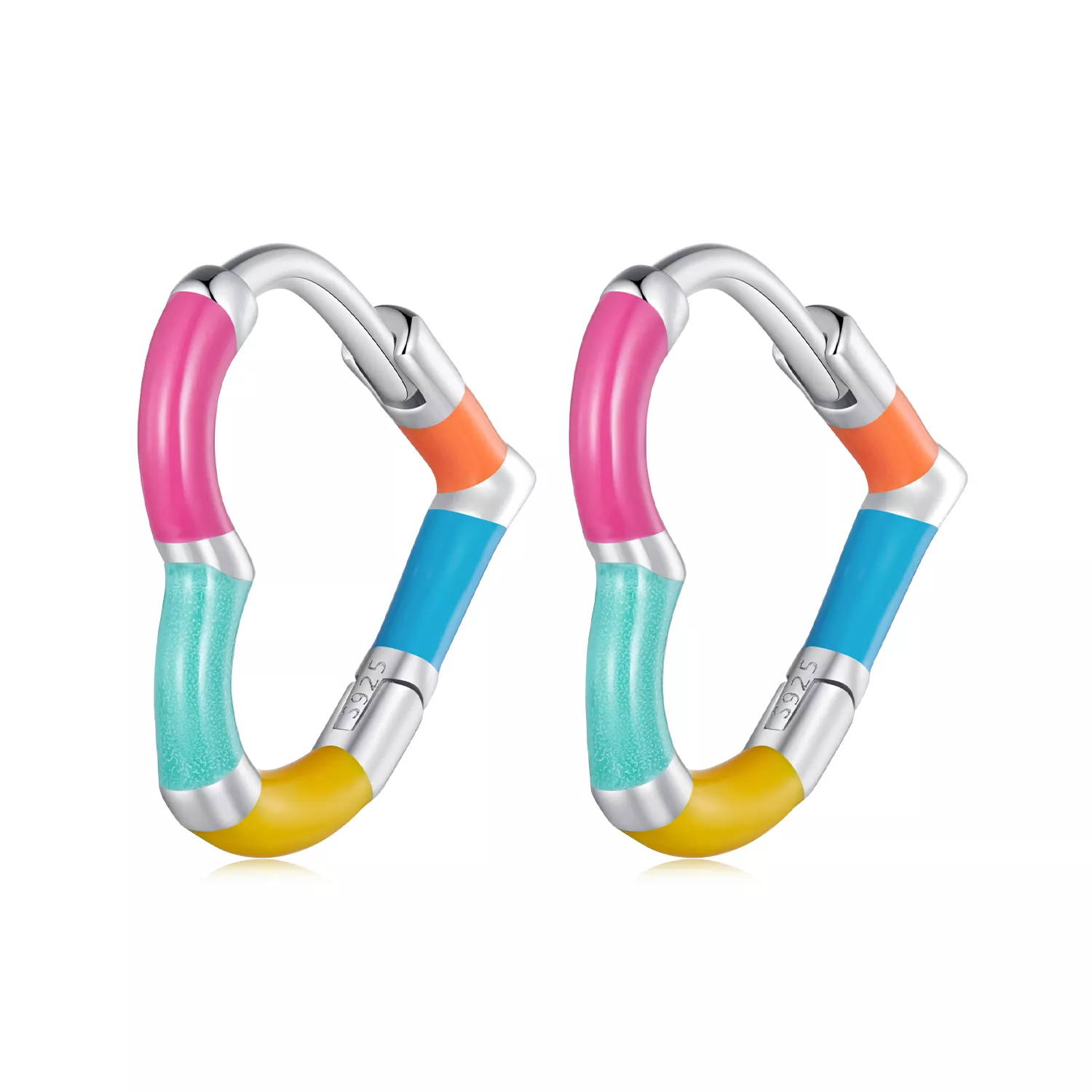 pandora stijl regenboog hart hoops oorbellen sce1607