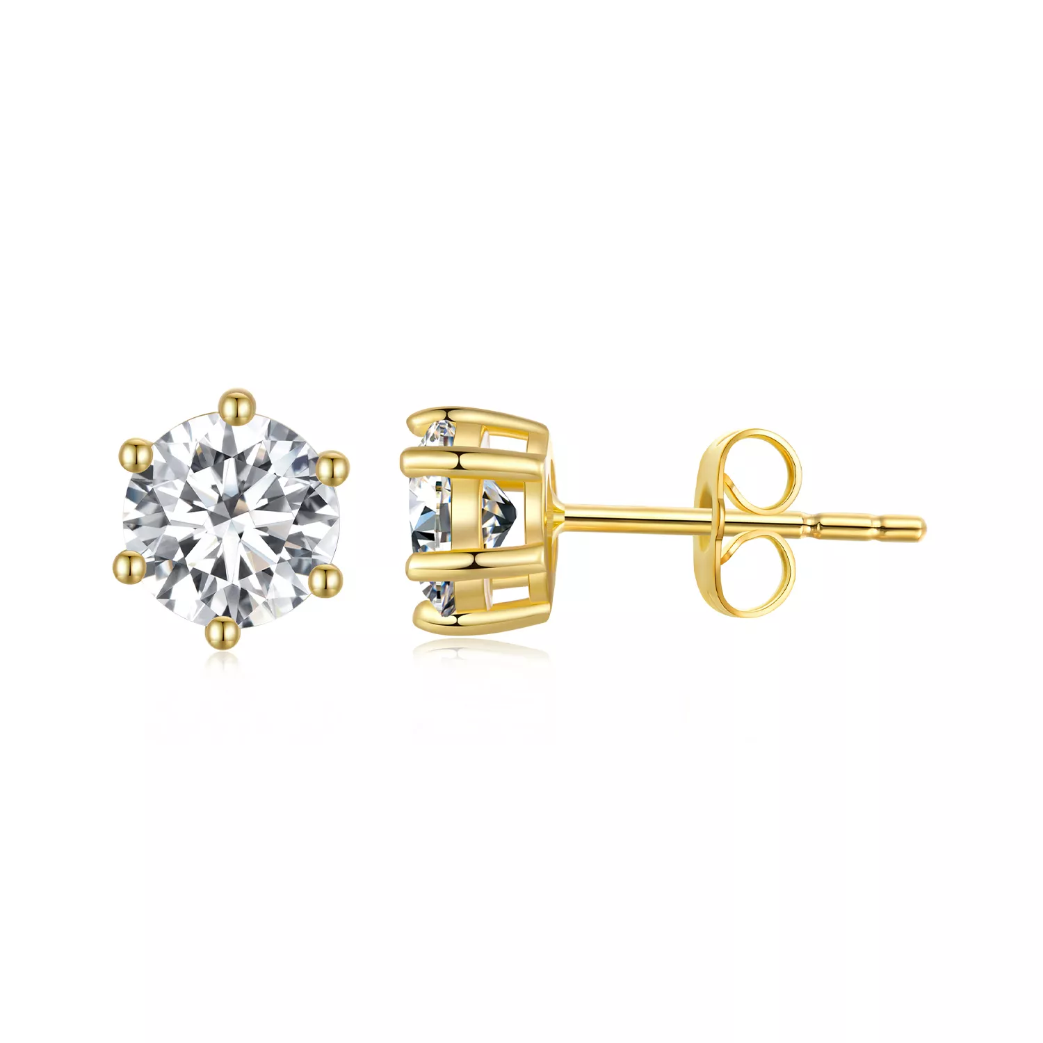 pandora stijl goud vergulde glanzende zirkonia stud oorbellen bse615 5b