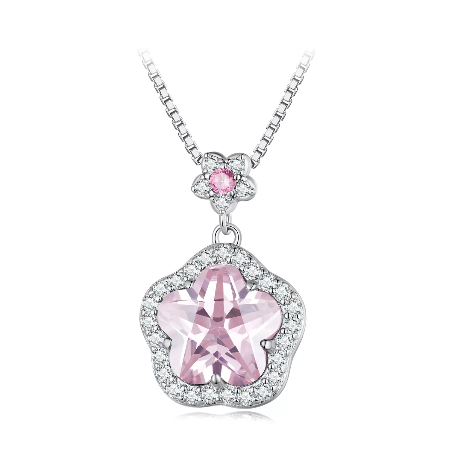 pandora stijl ketting met klein bloemetje bsn329