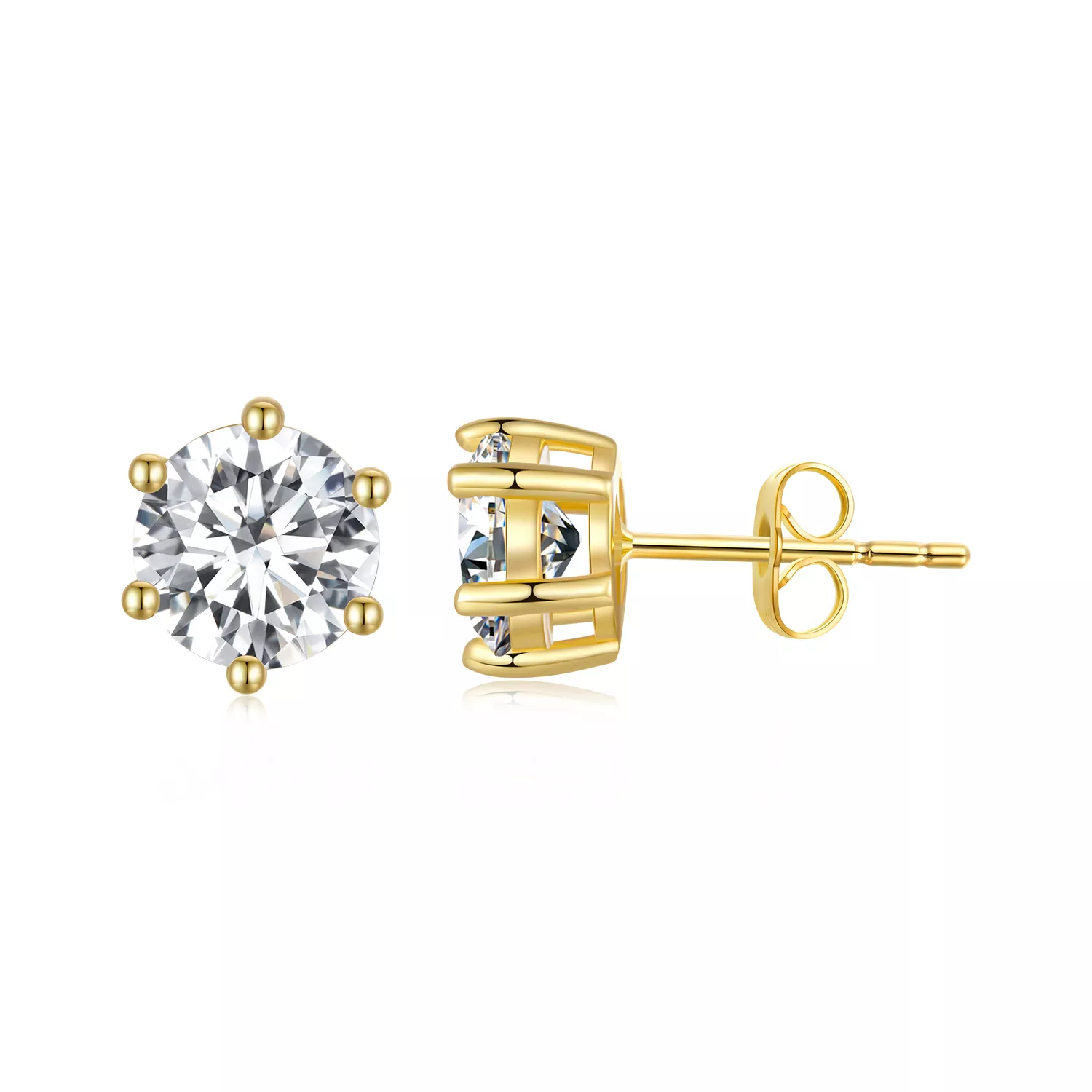 pandora stijl vergulde glanzende zirkonia stud oorbellen bse615 7b