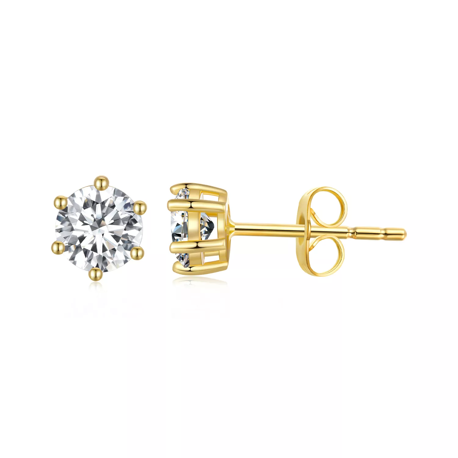 pandora stijl vergulde glanzende zirkoon stud oorbellen bse615 4b