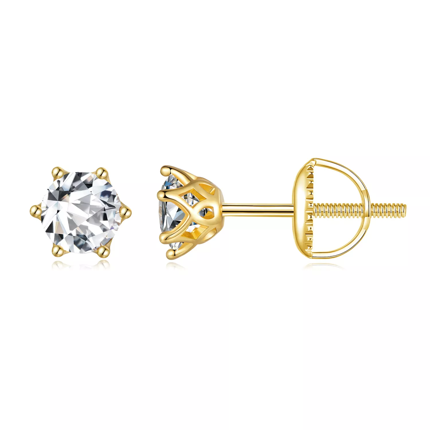 pandora stijl vergulde oorbellen met 05 karaat zespuntige moissanite stenen mse004 bs