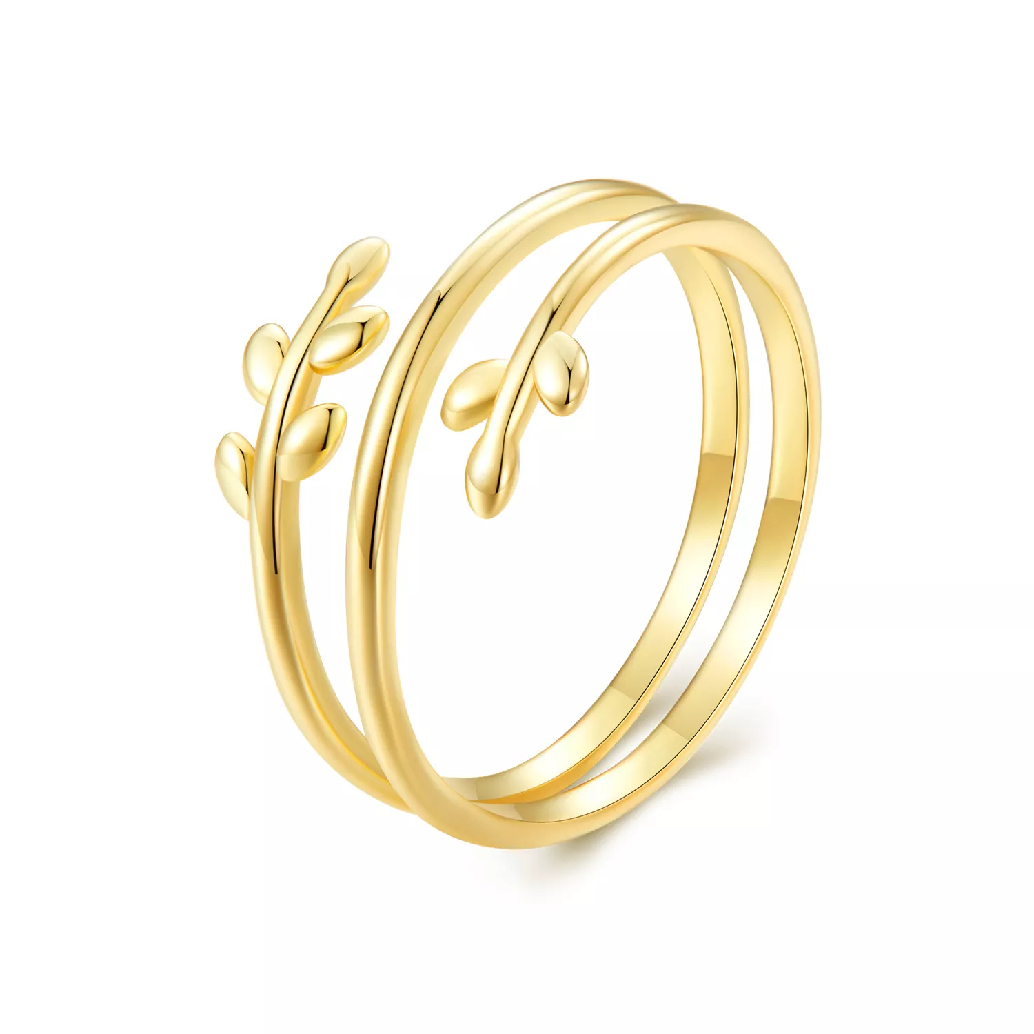 pandora stijl vergulde ring met cirkels van bladeren scr755 b