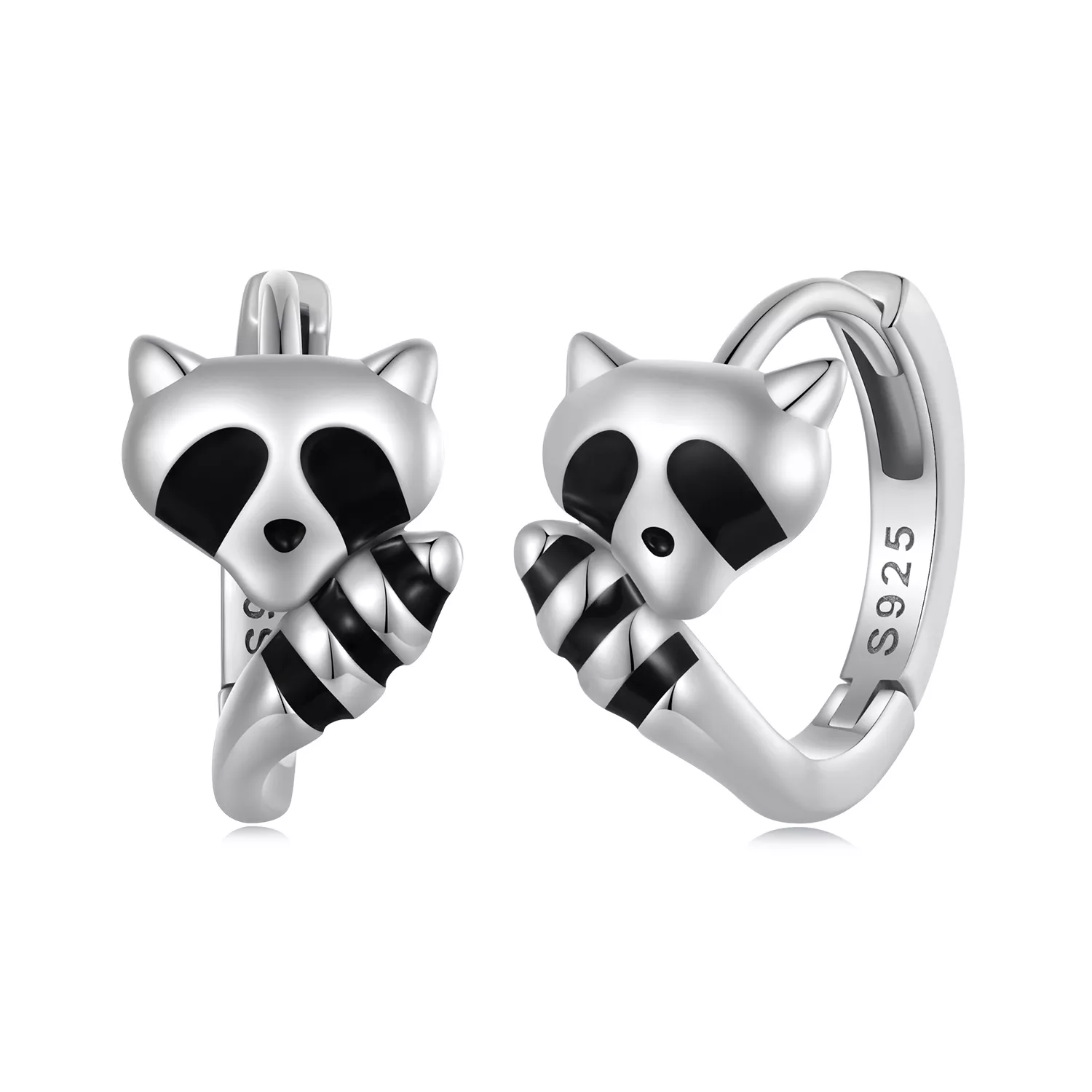 pandora stijl wasbeer hoops oorbellen sce1603