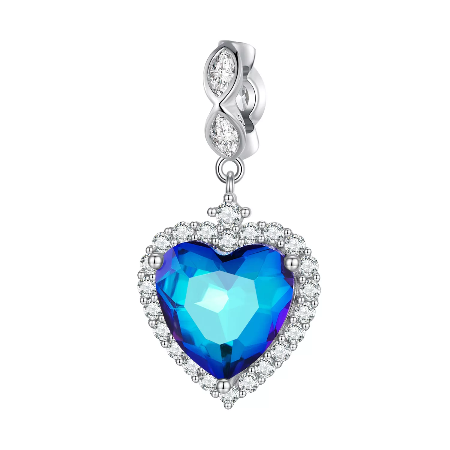pandora stijl blauw hart bedel bsc775