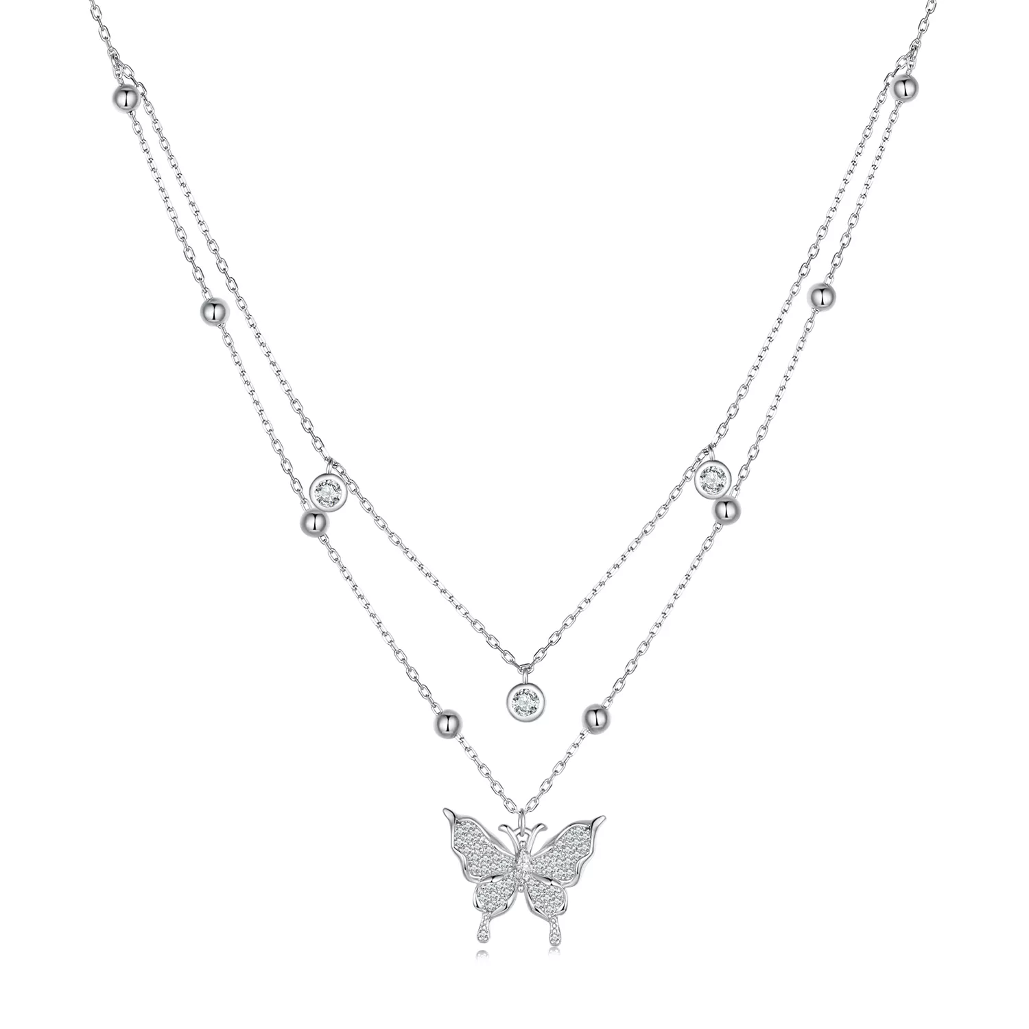 pandora stijl dubbele ketting bsn308