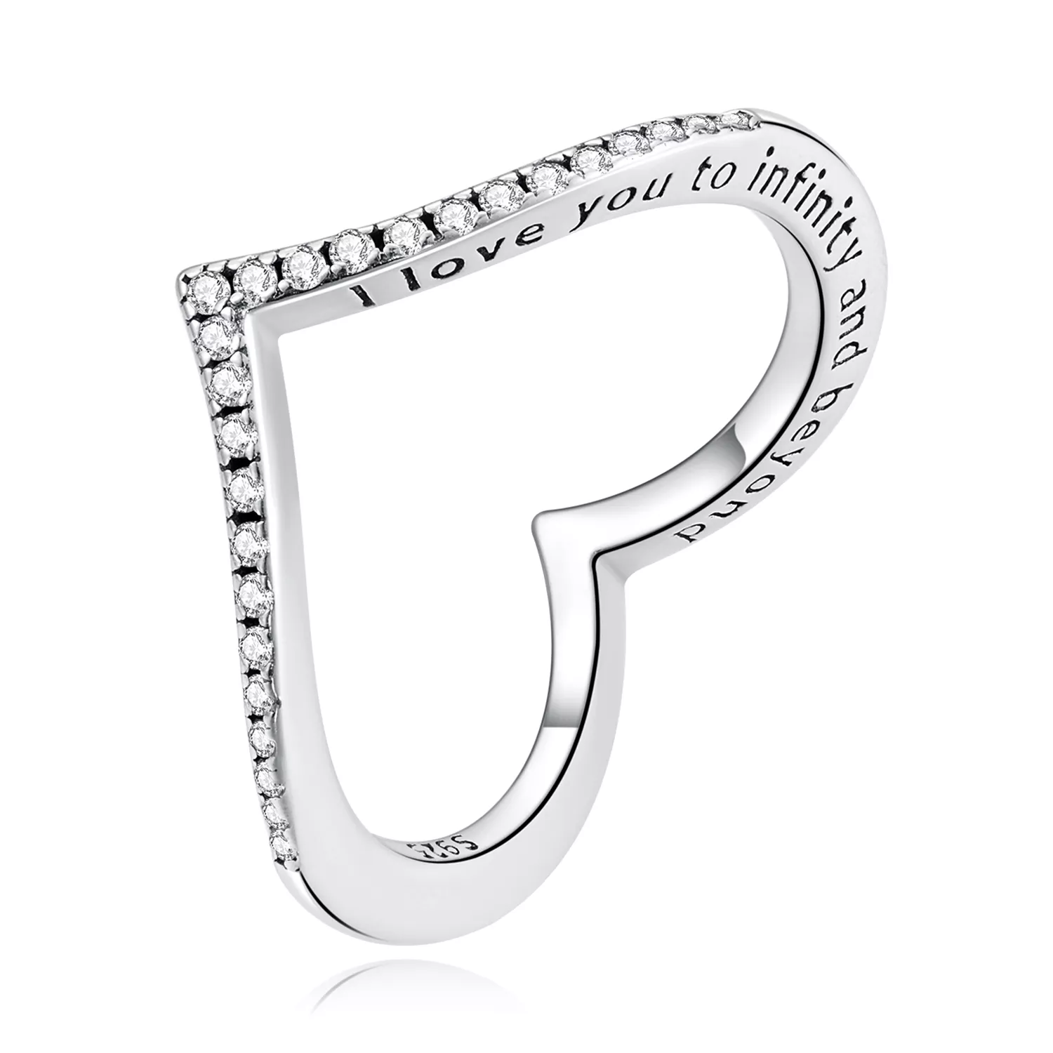 pandora stijl hart wishbone ring scr856