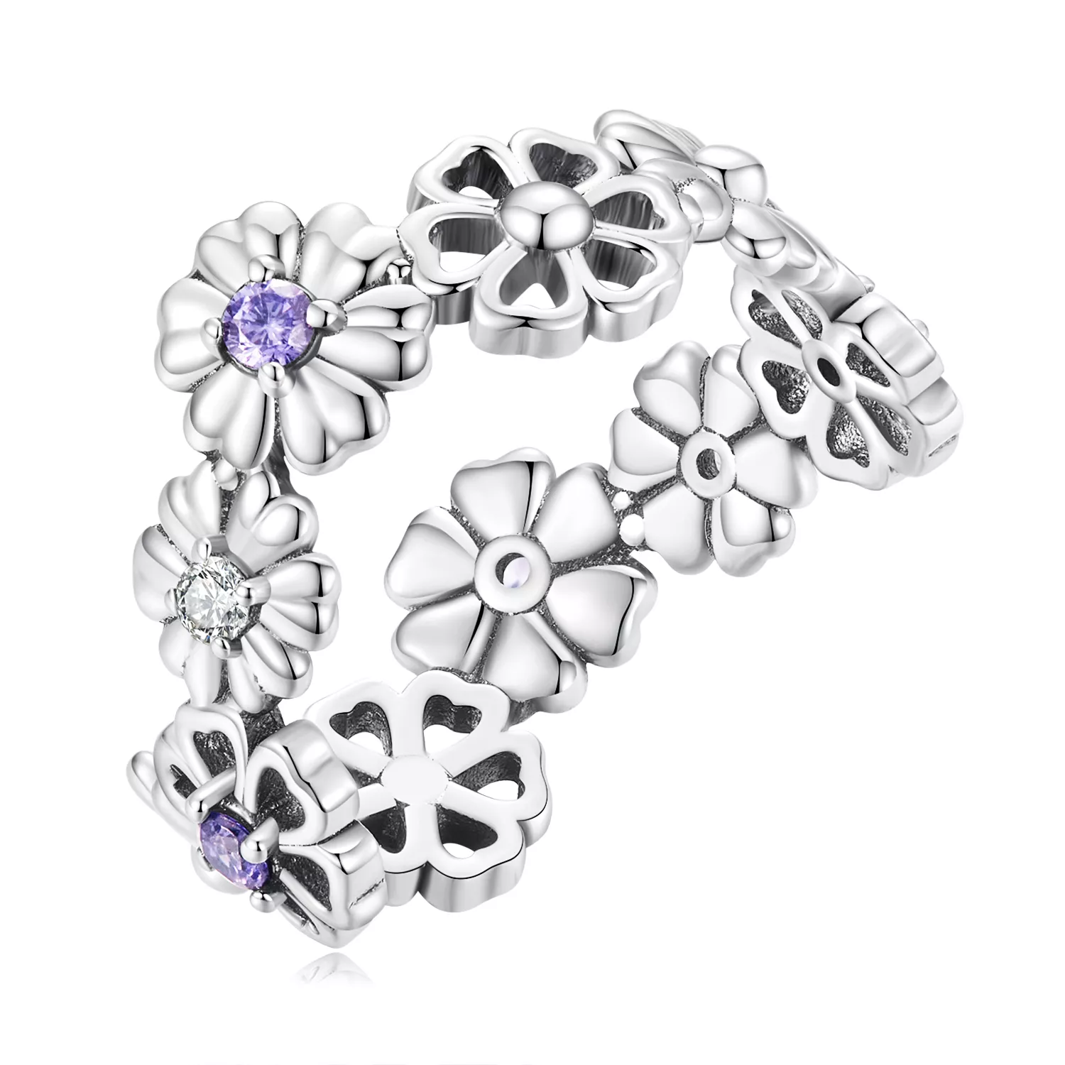 pandora stijl madeliefjes ketting ring scr873