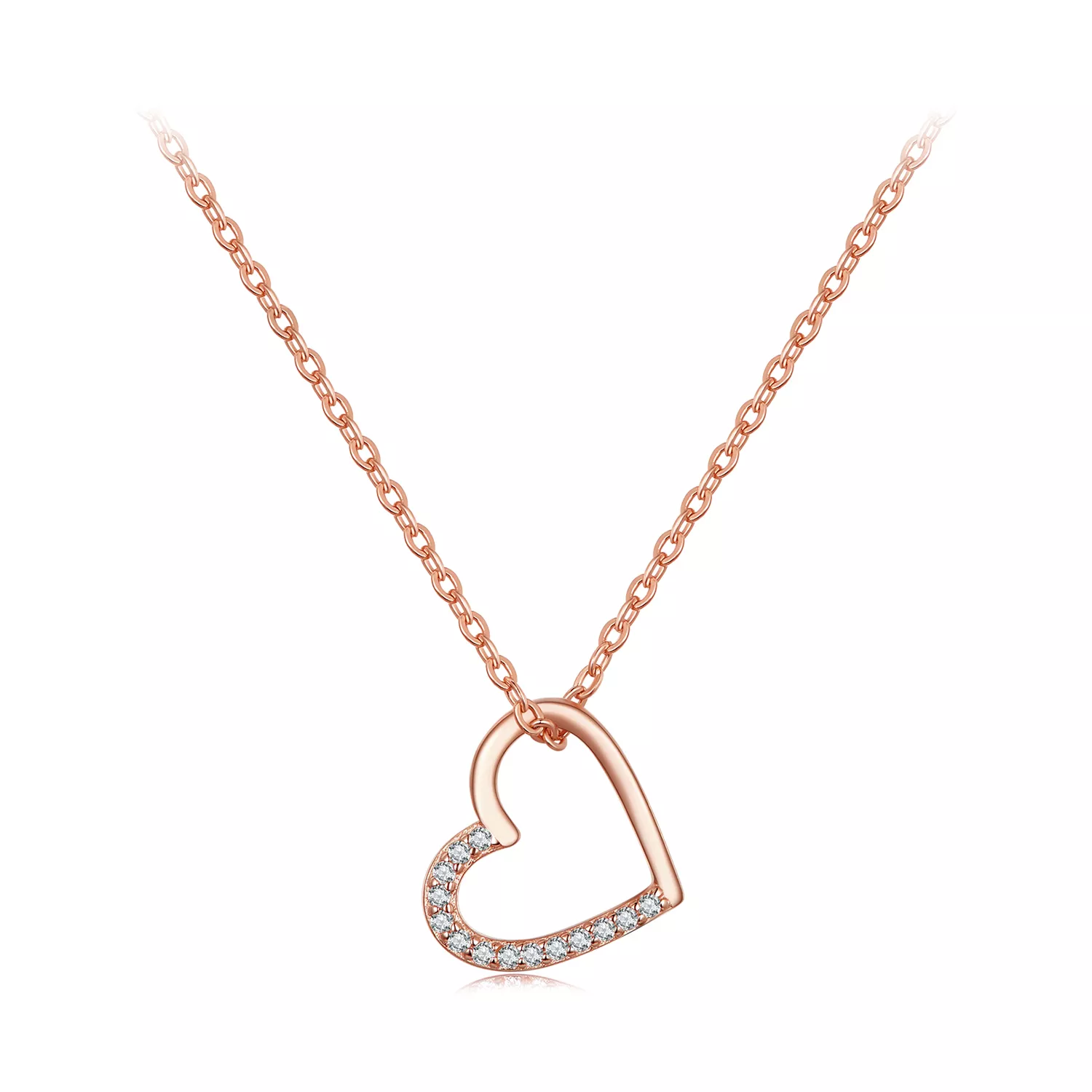 pandora stijl roségouden hart ketting scn347 c