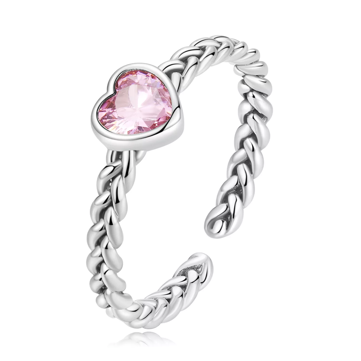 pandora stijl roze hart ring scr865