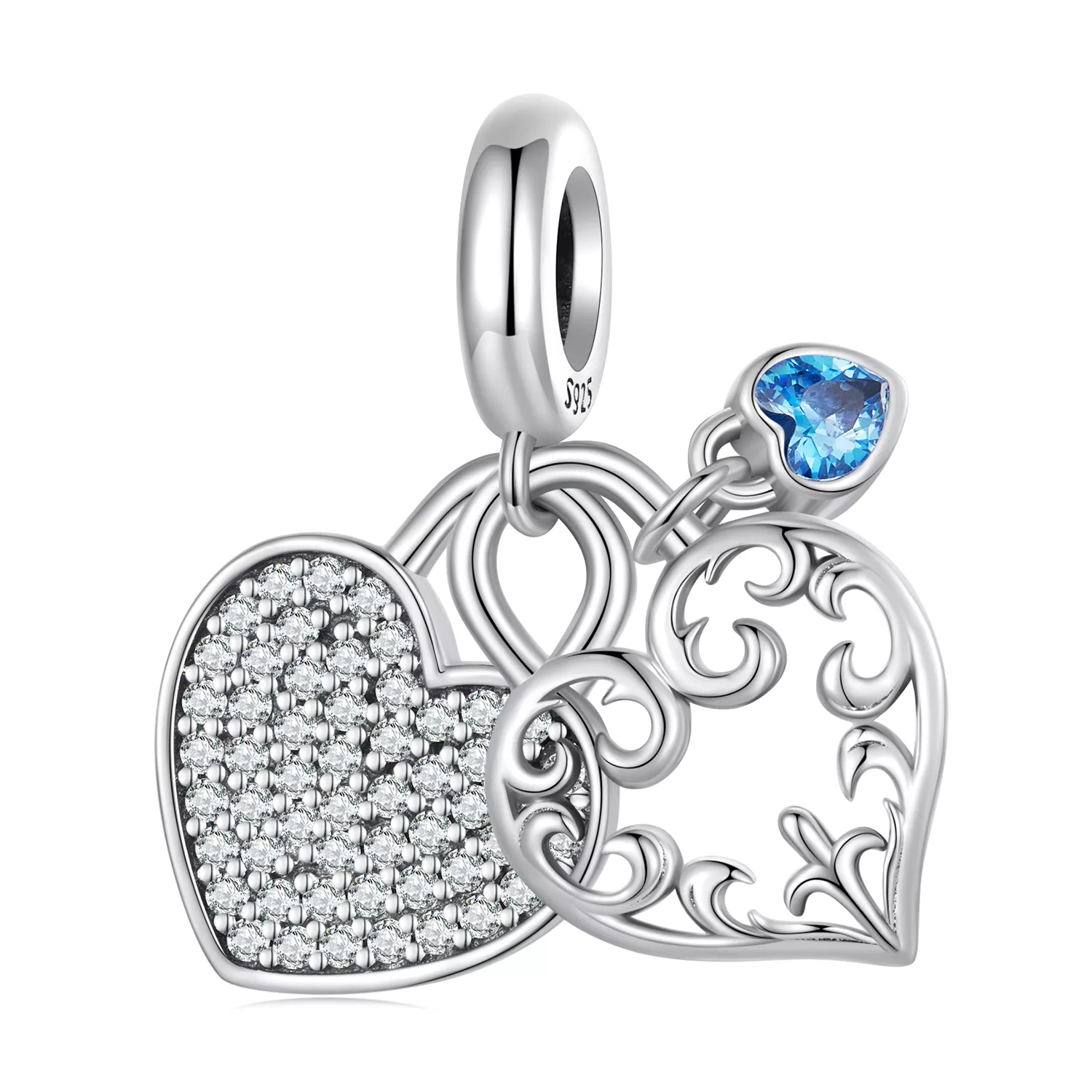 pandora stijl hartvormige bedel met interlocking design scc2502