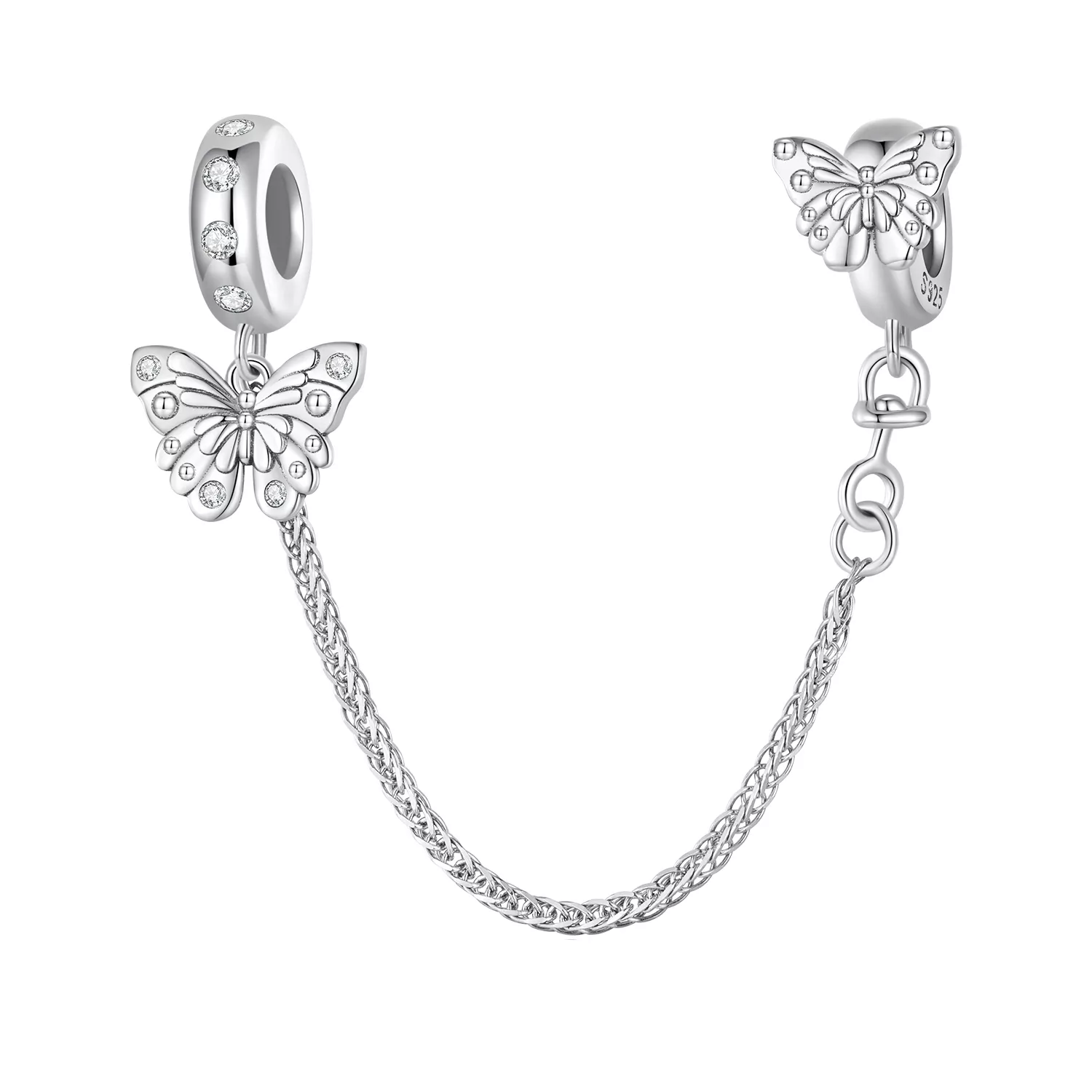 pandora stijl veiligheidsketting met vlinder bsc801