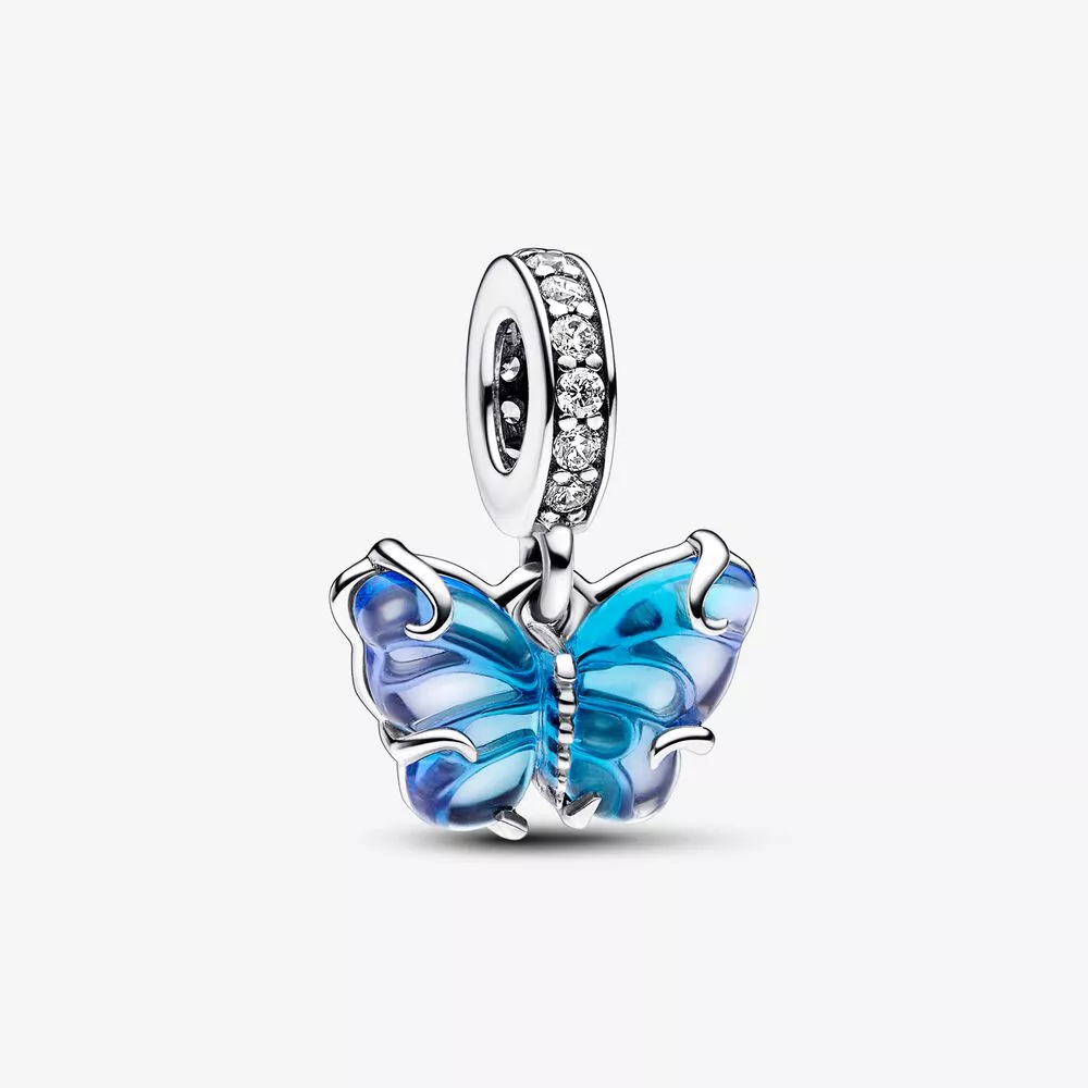 pandora blauwe murano glazen vlinder hanger bedel 792698c01