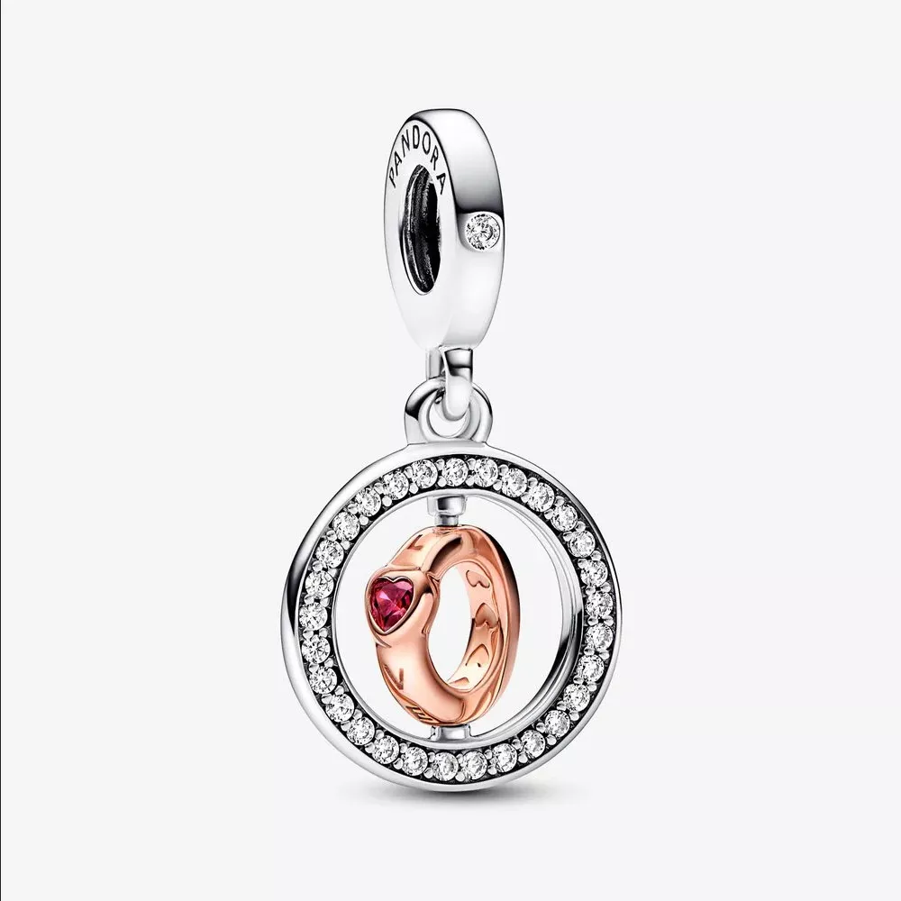 pandora love draaiende bedel van sterling zilver en verguld met 14 karaats roségoud 782600c01