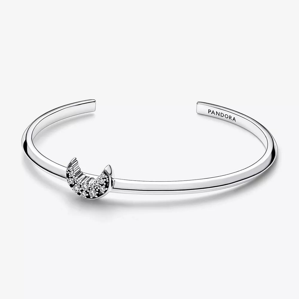 pandora maan sterling zilveren open armband met heldere cubic zirkonia 592789c01