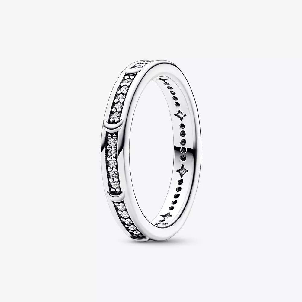 pandora maan sterling zilveren ring met heldere cubic zirkonia 192783c01