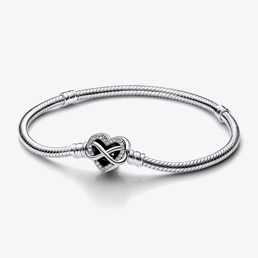 pandora moments sprankelende infinity hart sluiting snake chain armband 592645c01