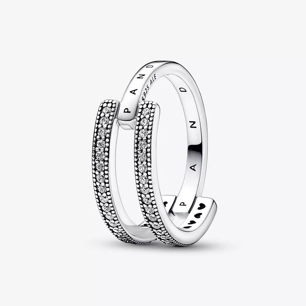 pandora signature logo pavé double band ring 192779c01