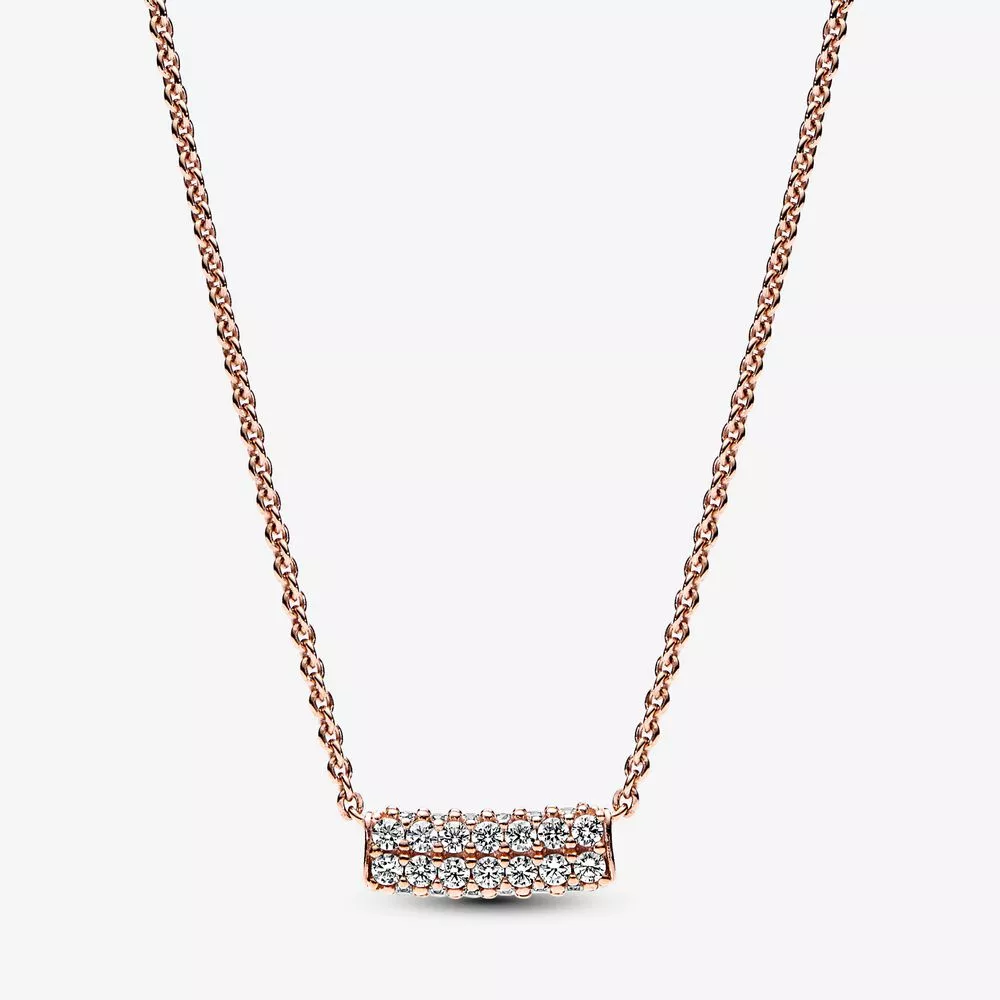 pandora timeless pavé dubbele rij balk halsketting 382621c01 45