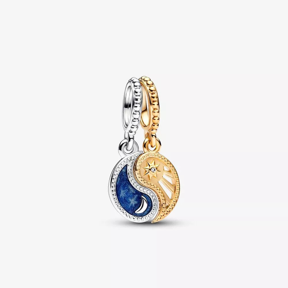 pandora twee kleurige splijtbare zon maan hangerbedel 762678c01