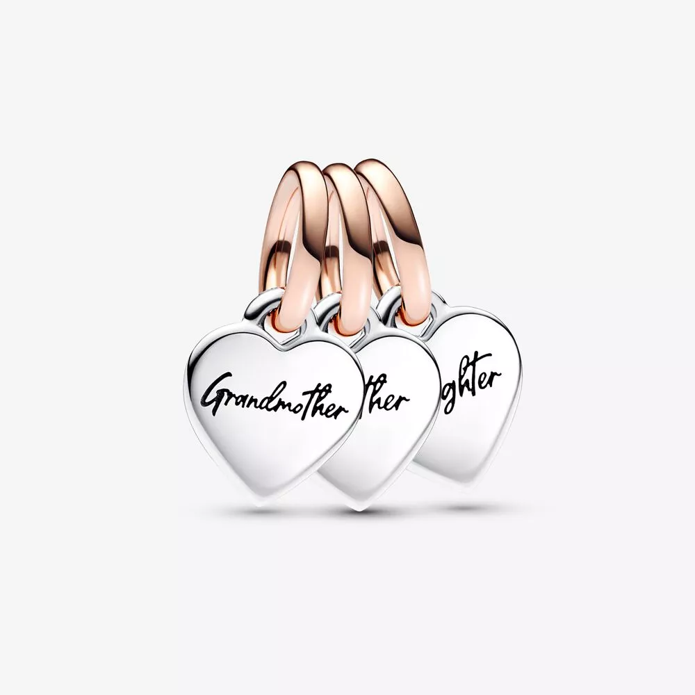 pandora twee tone splittable familie generatie van harten triple dangle bedel 782648c00