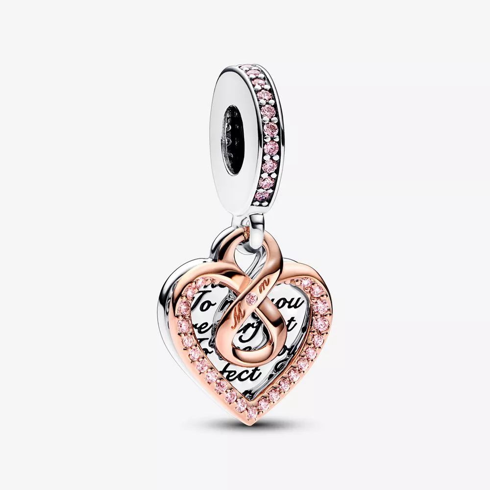 pandora two tone infinity heart double dangle bedel 782641c01