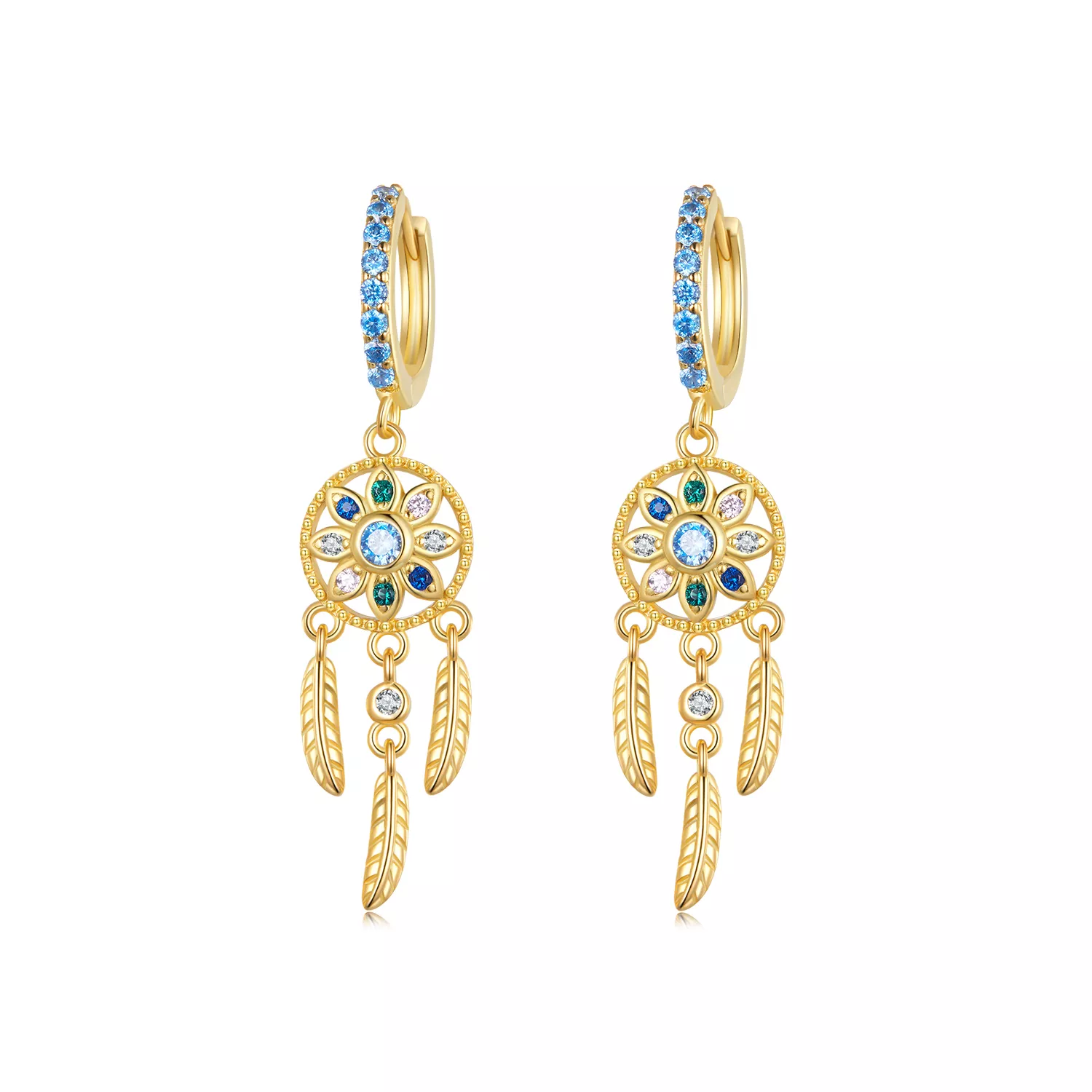 pandora stijl gouden droomvanger hanger oorbellen sce713 b