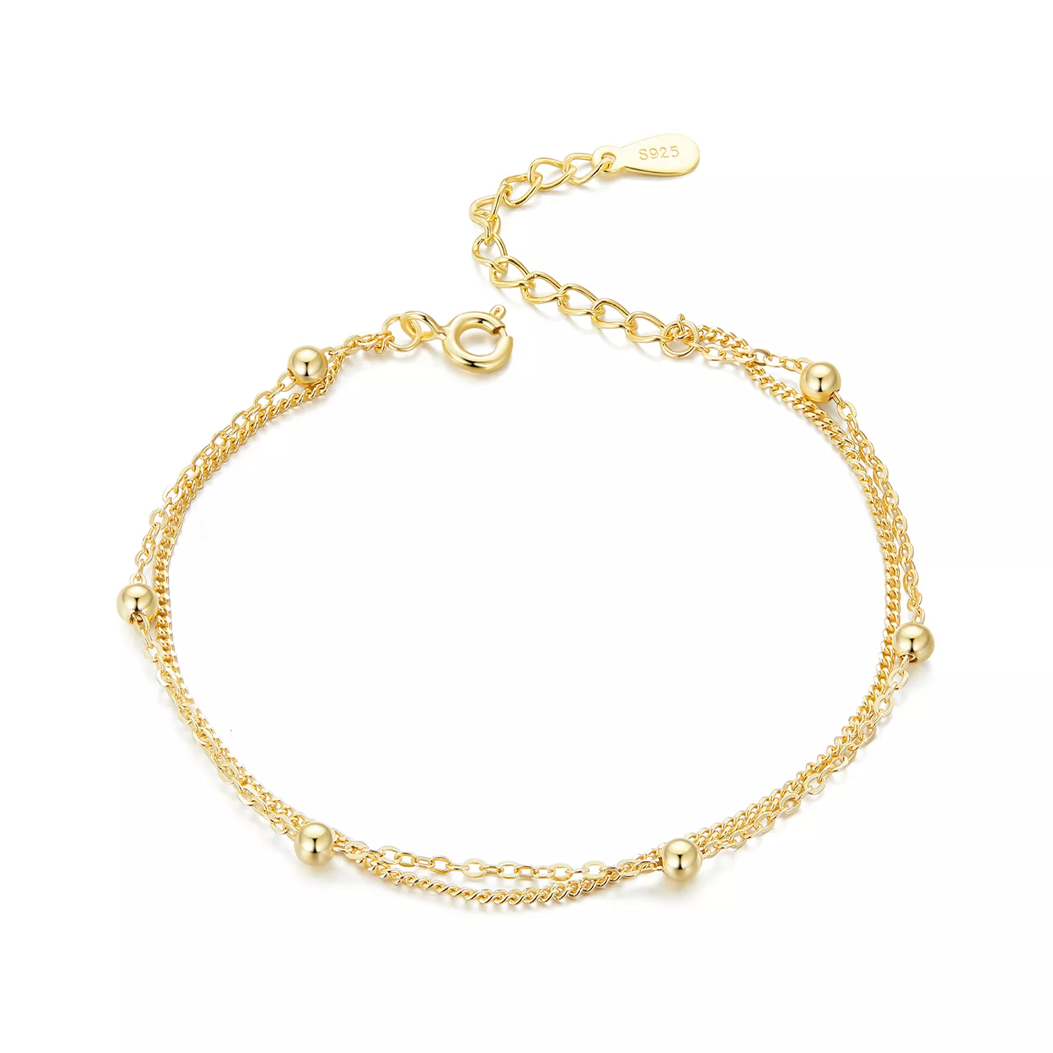 pandora stijl gouden kralen armband met ketting scb131 b