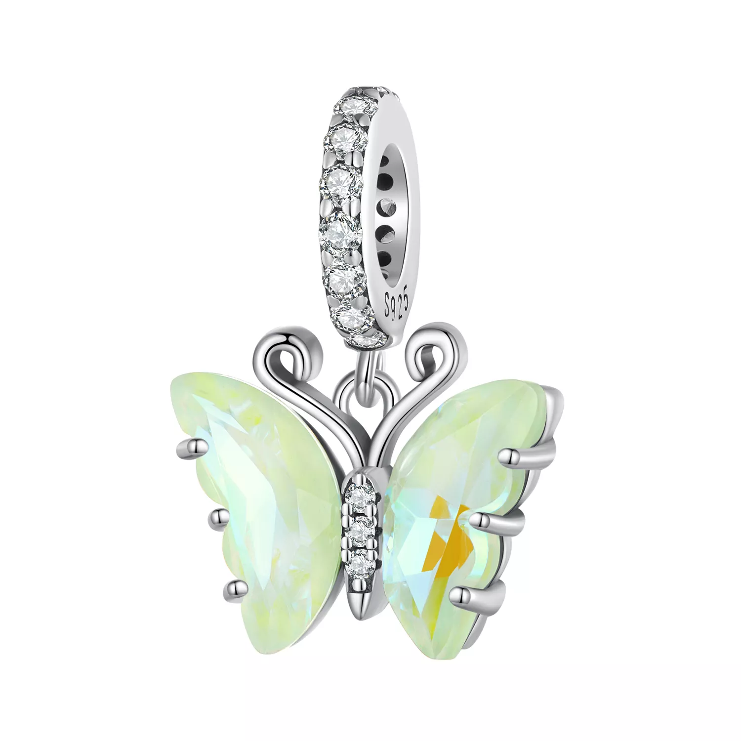 pandora stijl groene aurora vlinder hanger scc2305 gn