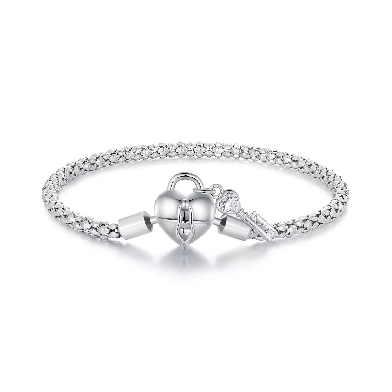pandora stijl hart sleutelhanger armband scb259