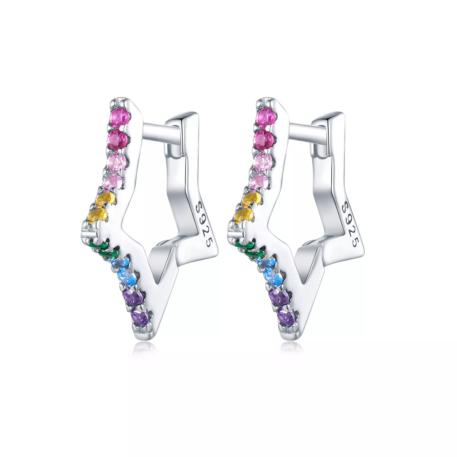 pandora stijl iridescent sterren hoepeloorbellen sce1627
