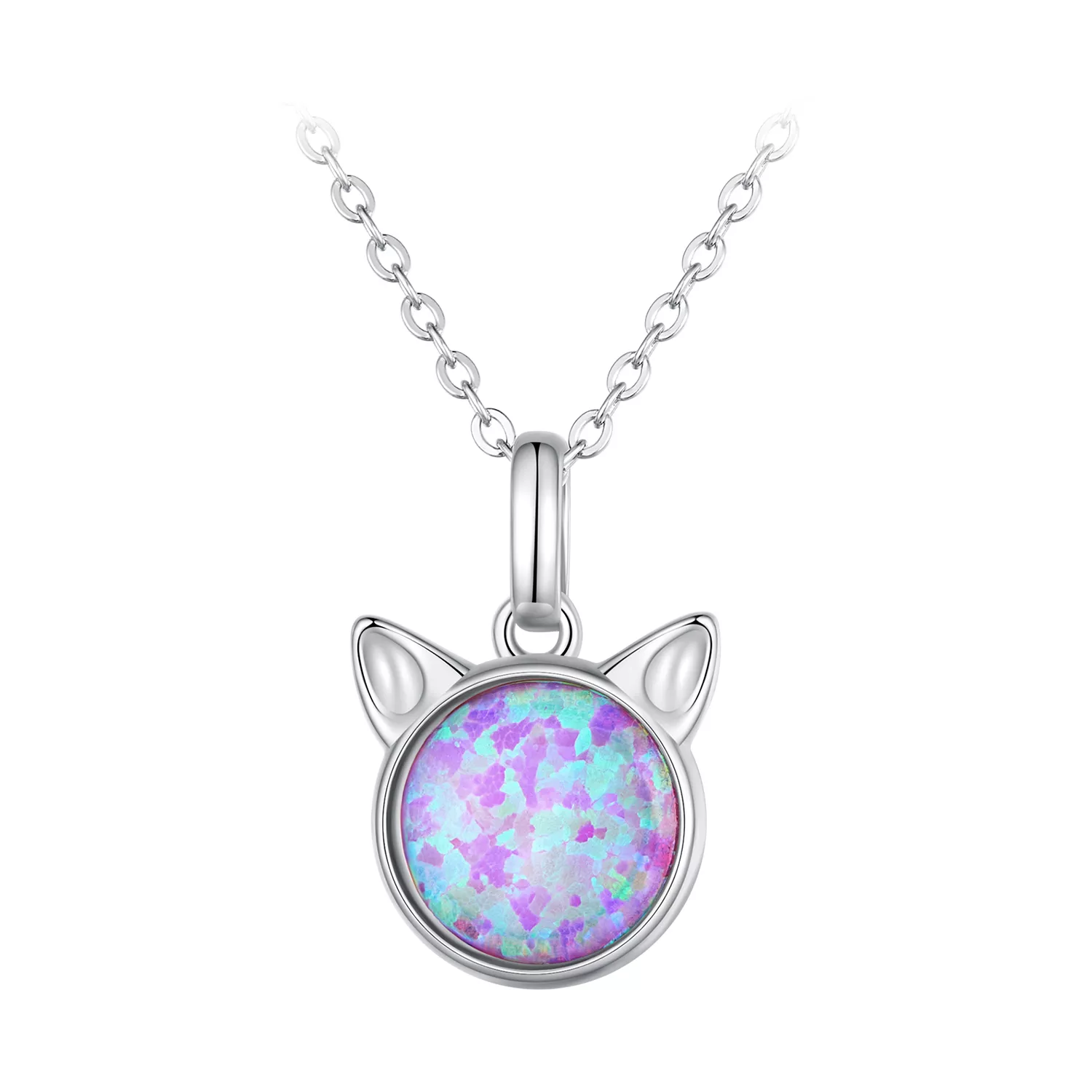 pandora stijl katten opal halsketting scn496
