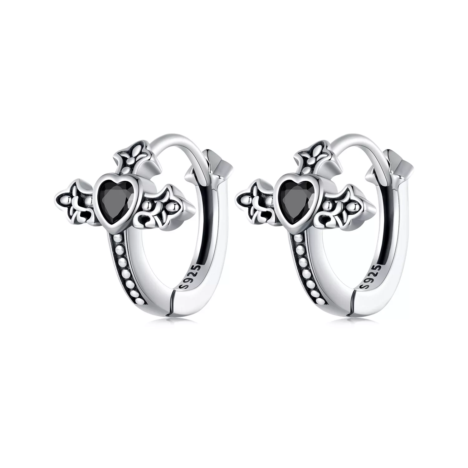 pandora stijl kruis hoepel oorbellen sce1642
