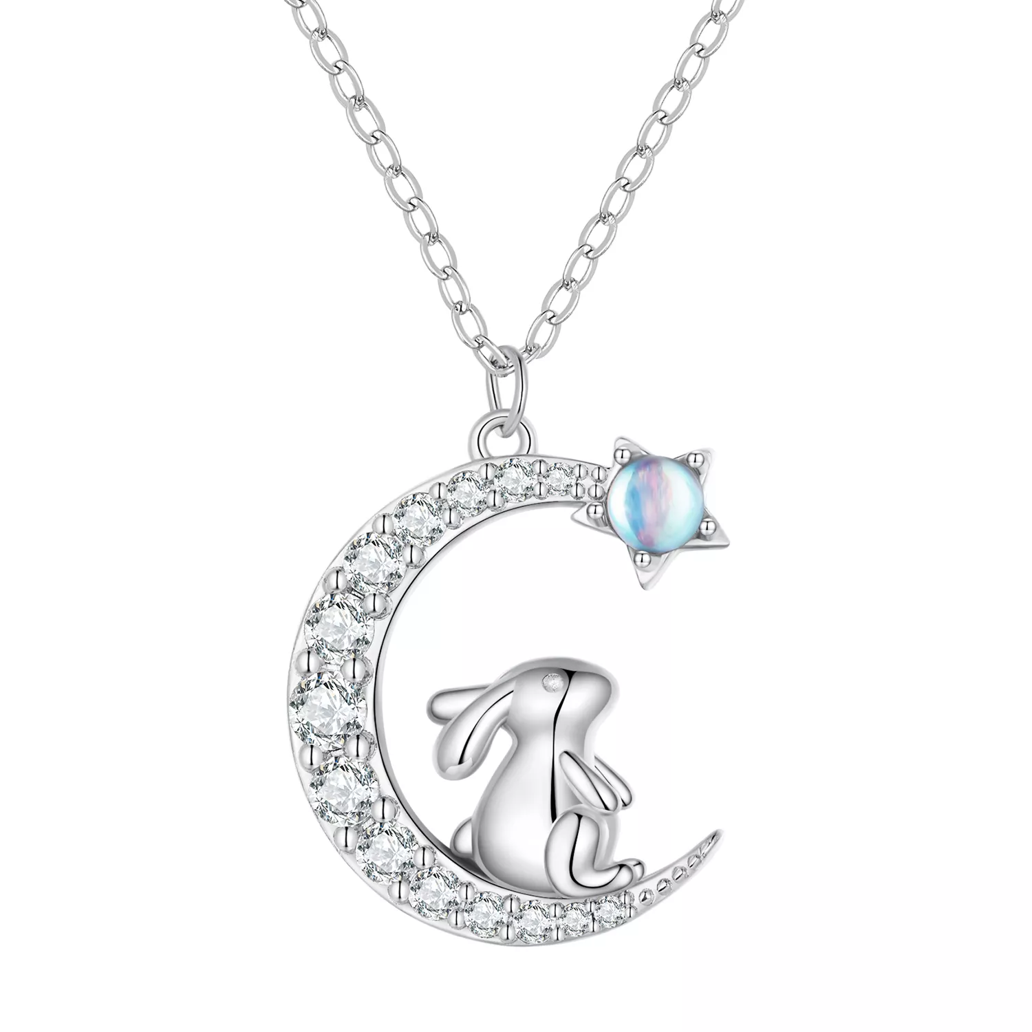 pandora stijl maan konijn ketting bsn302