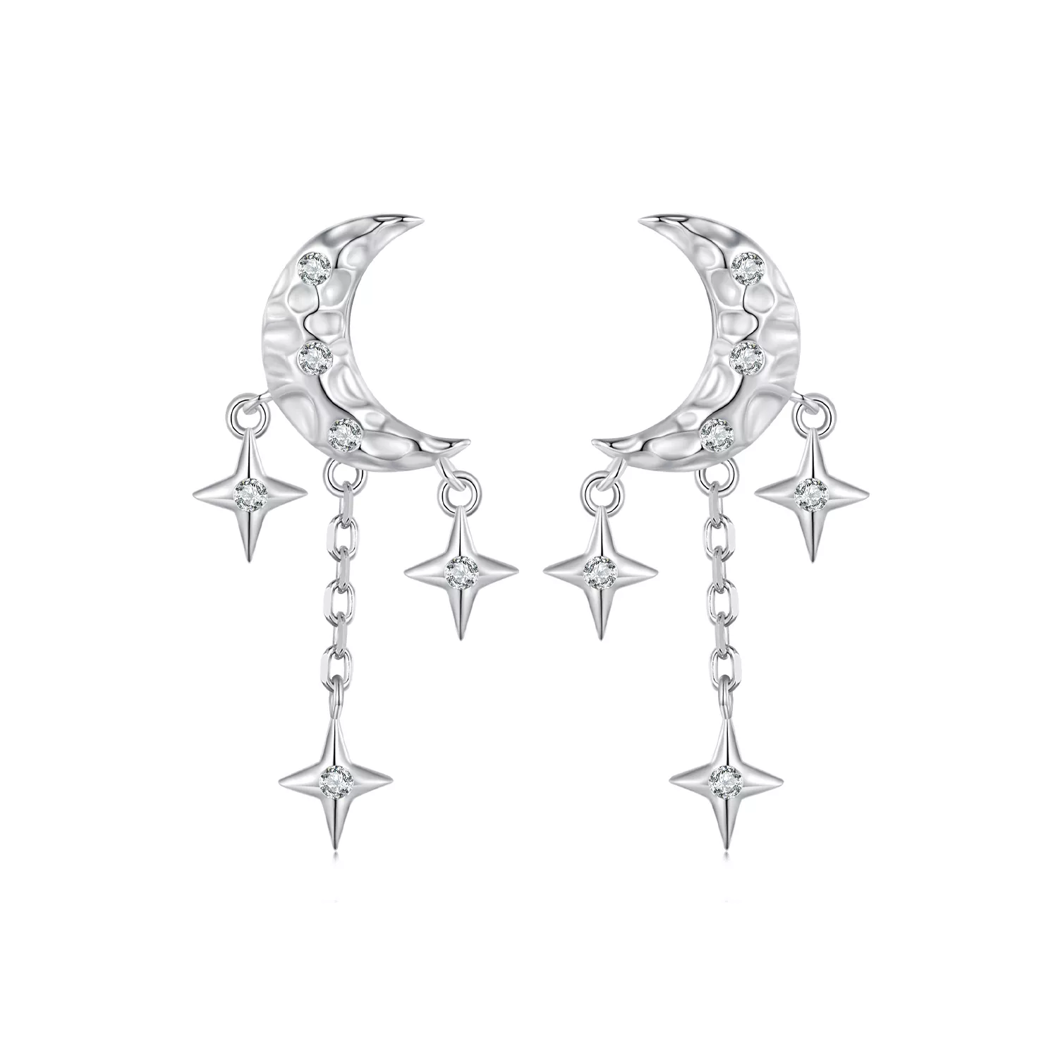 pandora stijl maan kwastje studs oorbellen bse858