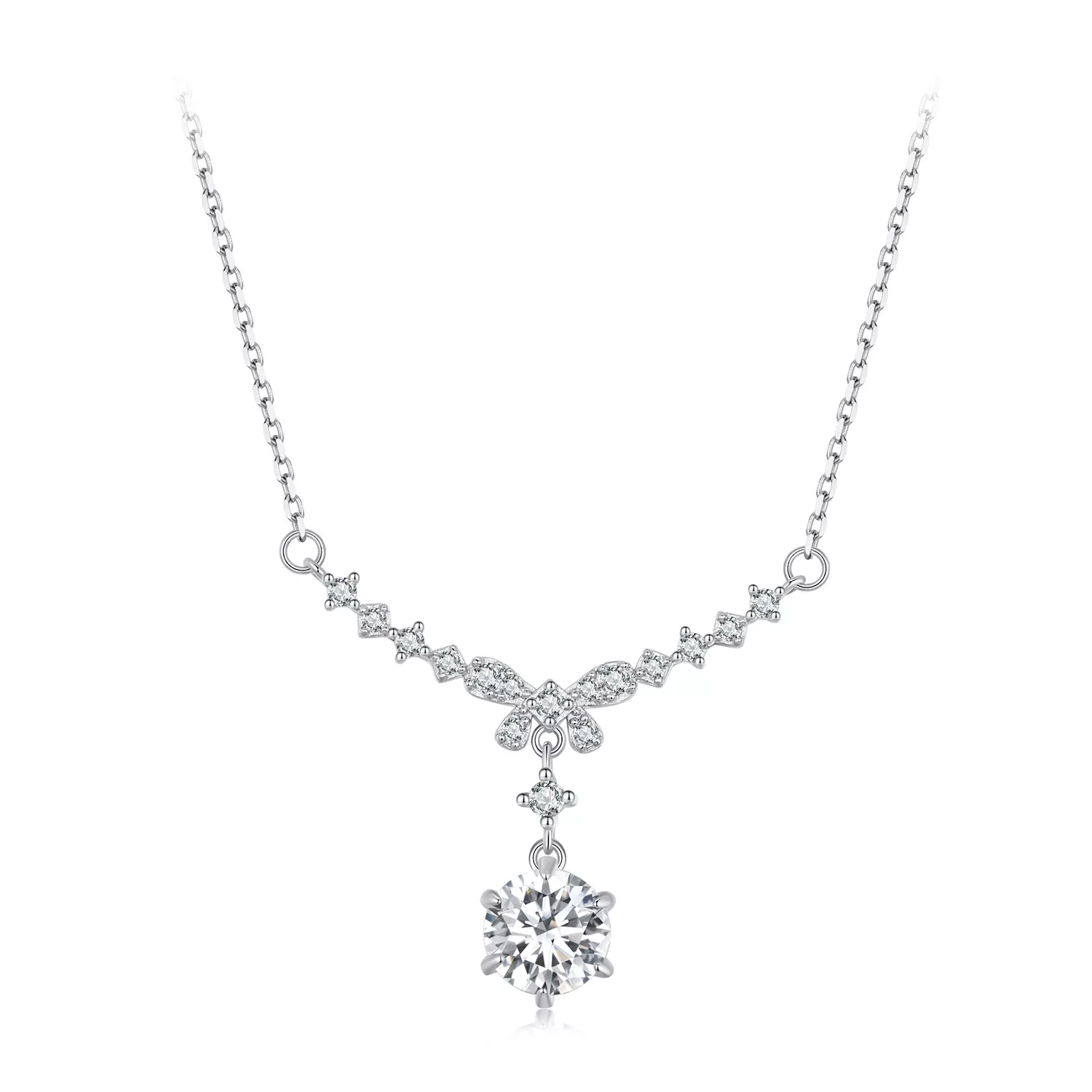 pandora stijl moissanite ketting eén certificaat msn020