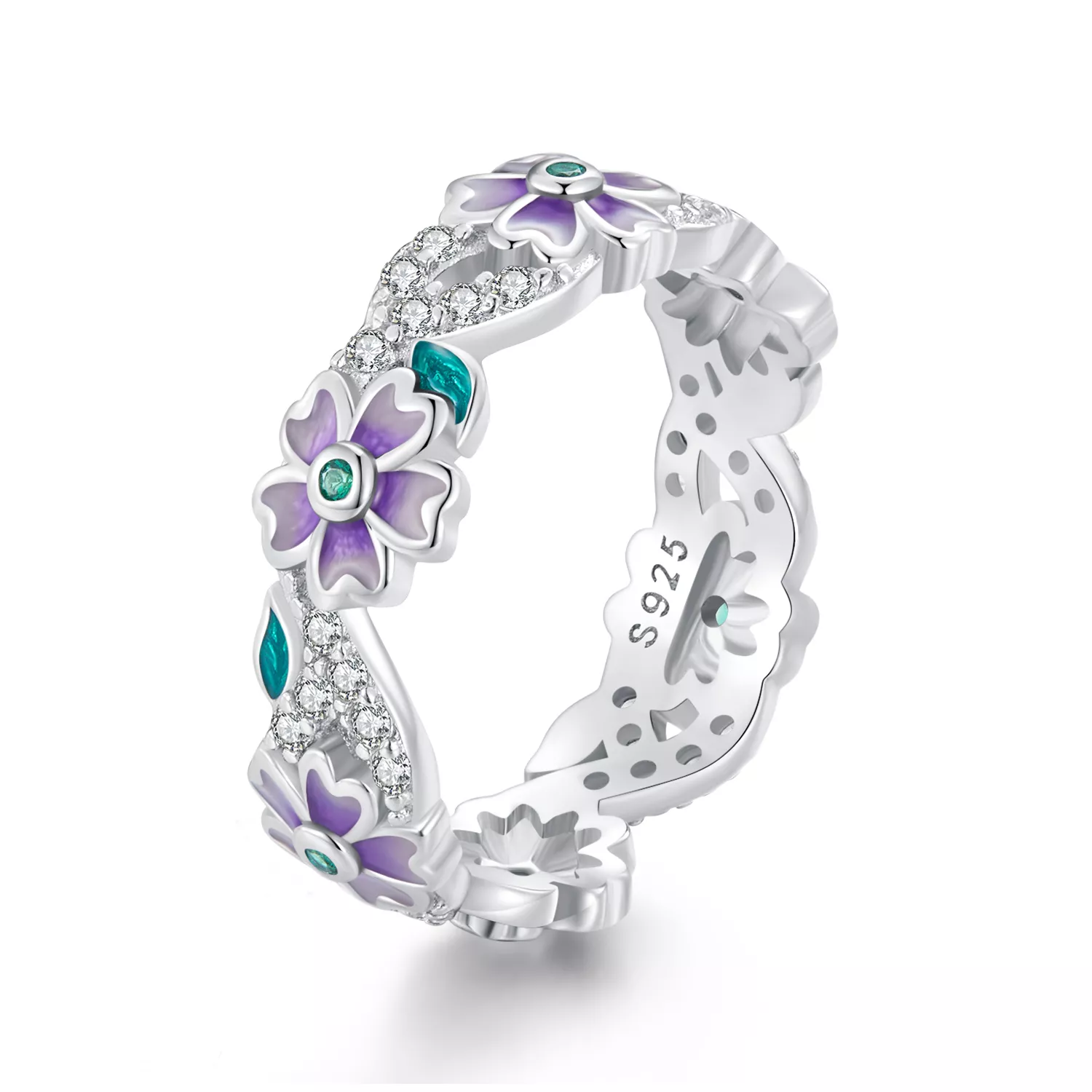 pandora stijl paarse garland ring bsr492