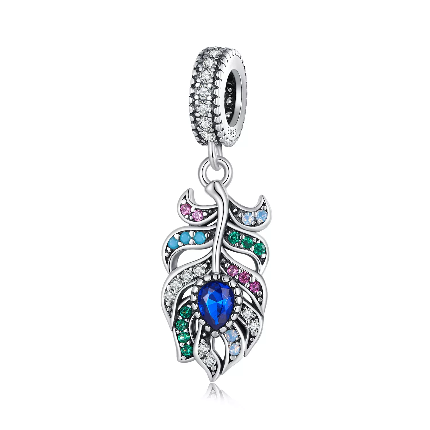 pandora stijl pauwenveer hanger scc2590