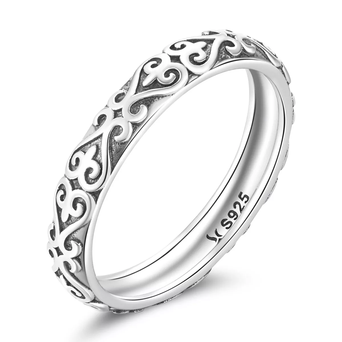 pandora stijl retro ingedrukt patroon ring scr776