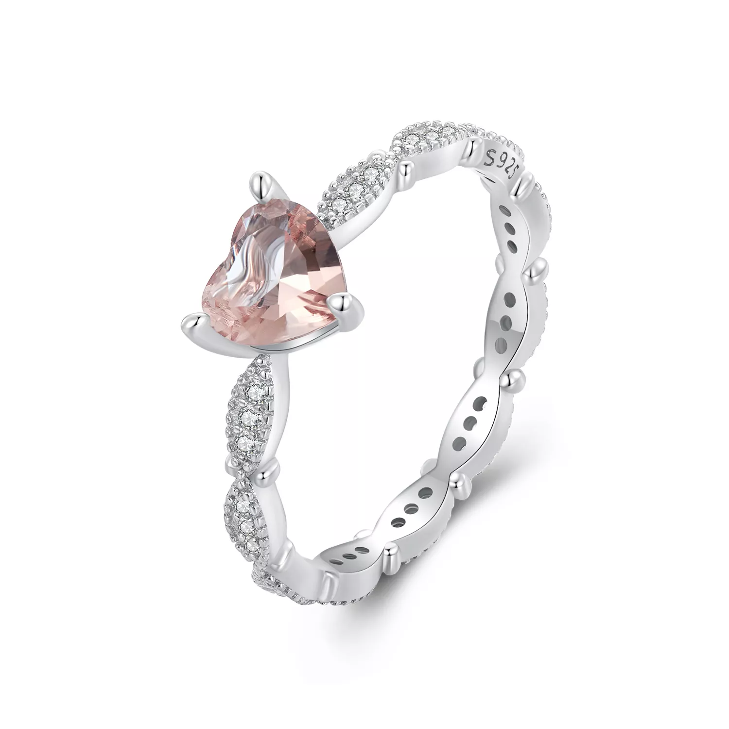 pandora stijl ring in de vorm van een hart met een kameleon bsr479