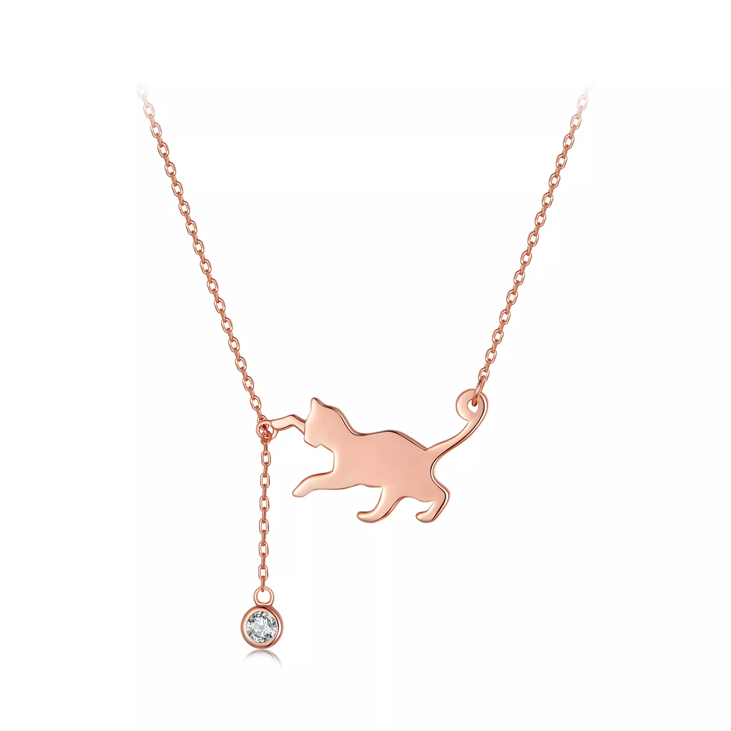 pandora stijl roségouden ondeugende kitten ketting scn232 c