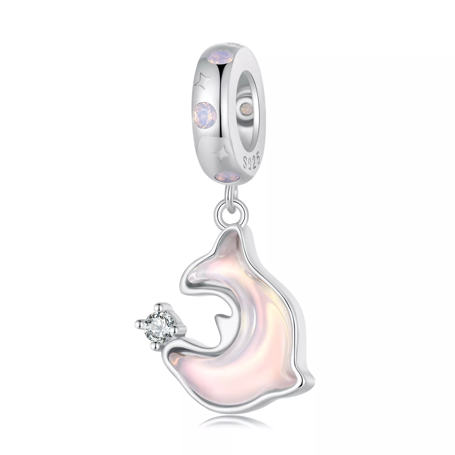 pandora stijl roze dolfijn hangertje scc2639